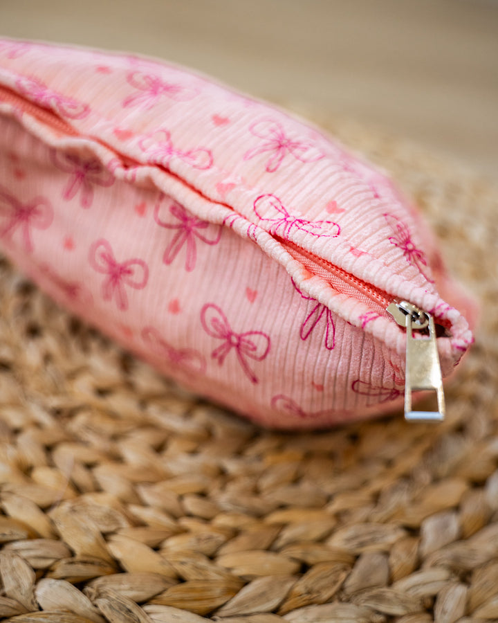 DOORBUSTER! Bow Pattern Makeup Bag - Pink