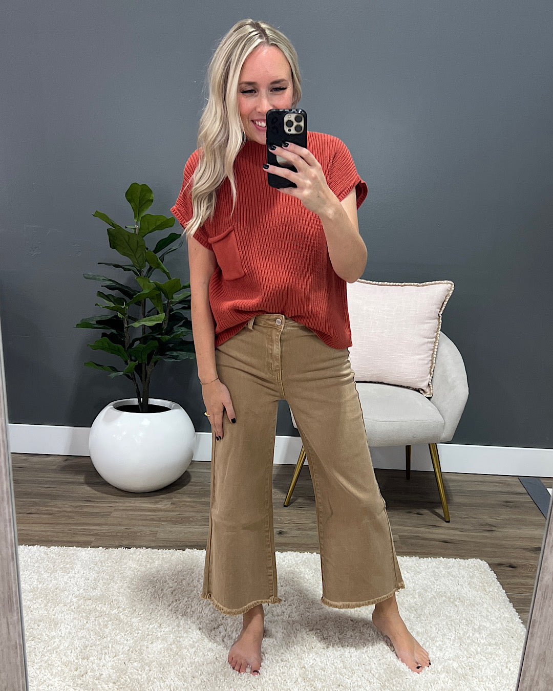 Mae Wide Leg Cropped Jeans - Brush  Zenana   