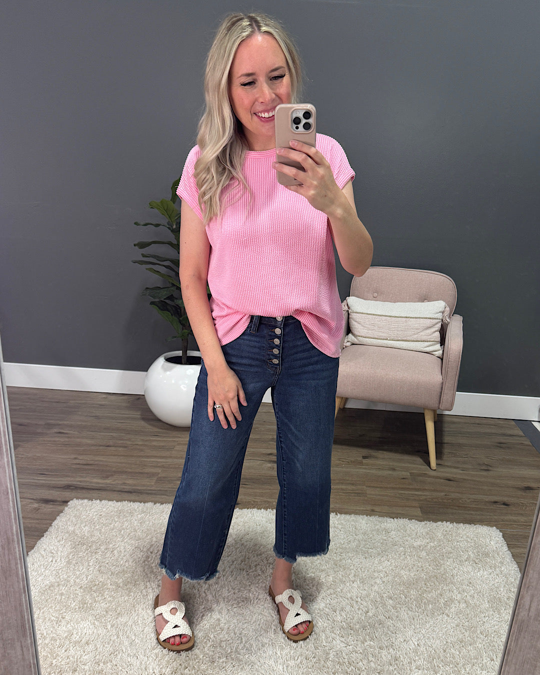 Cecilia Corded Cap Sleeve Top - Bubble Pink 7th Ray