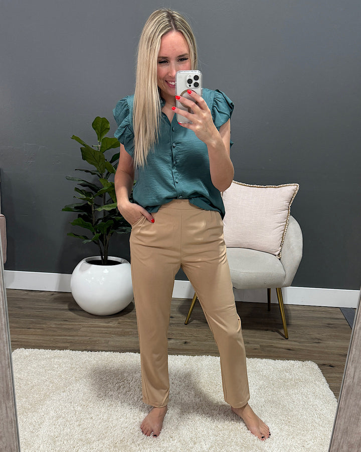 Vicki Work Slacks - Tan  Trendy Wholesale   