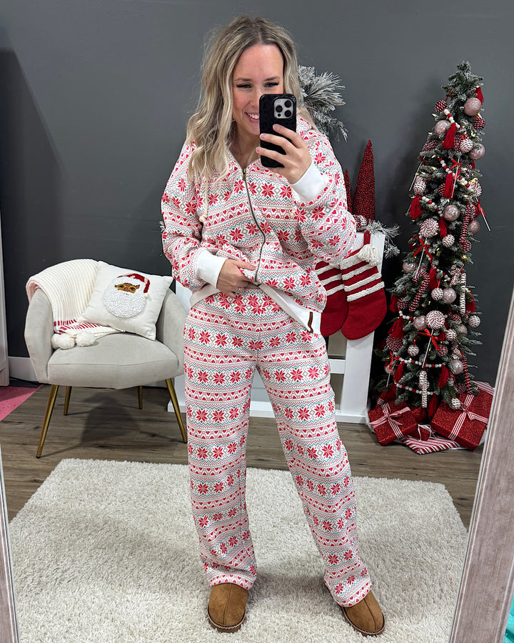 NEW! Ampersand Ave Comfort Zone Comfy Pants - Frosted Fair Isle