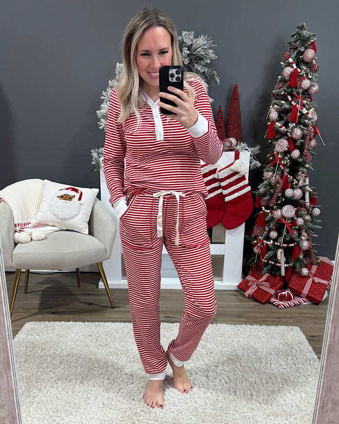 NEW! Candy Cane Striped Pajama Set