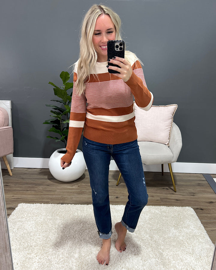 Courtney Striped Sweater - Copper  Staccato   