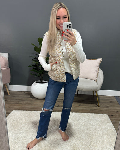 Londyn Ivory Floral Quilted Vest  Staccato   