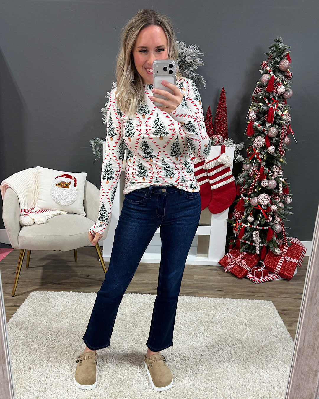 NEW! Blair Long Sleeve Top - Candy Cane Lane