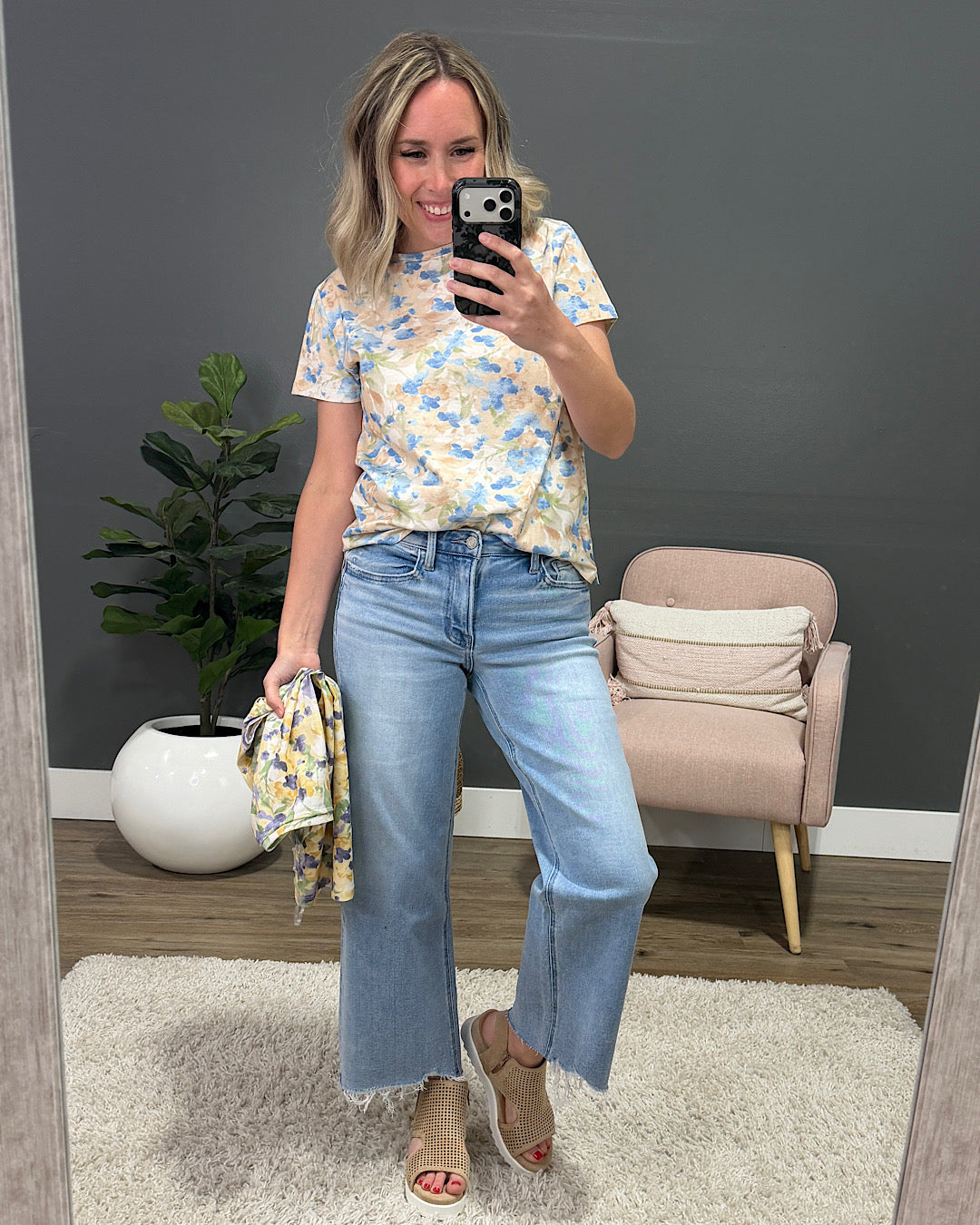 NEW! Danielle Floral Knit Top - Yellow & Lavender Staccato