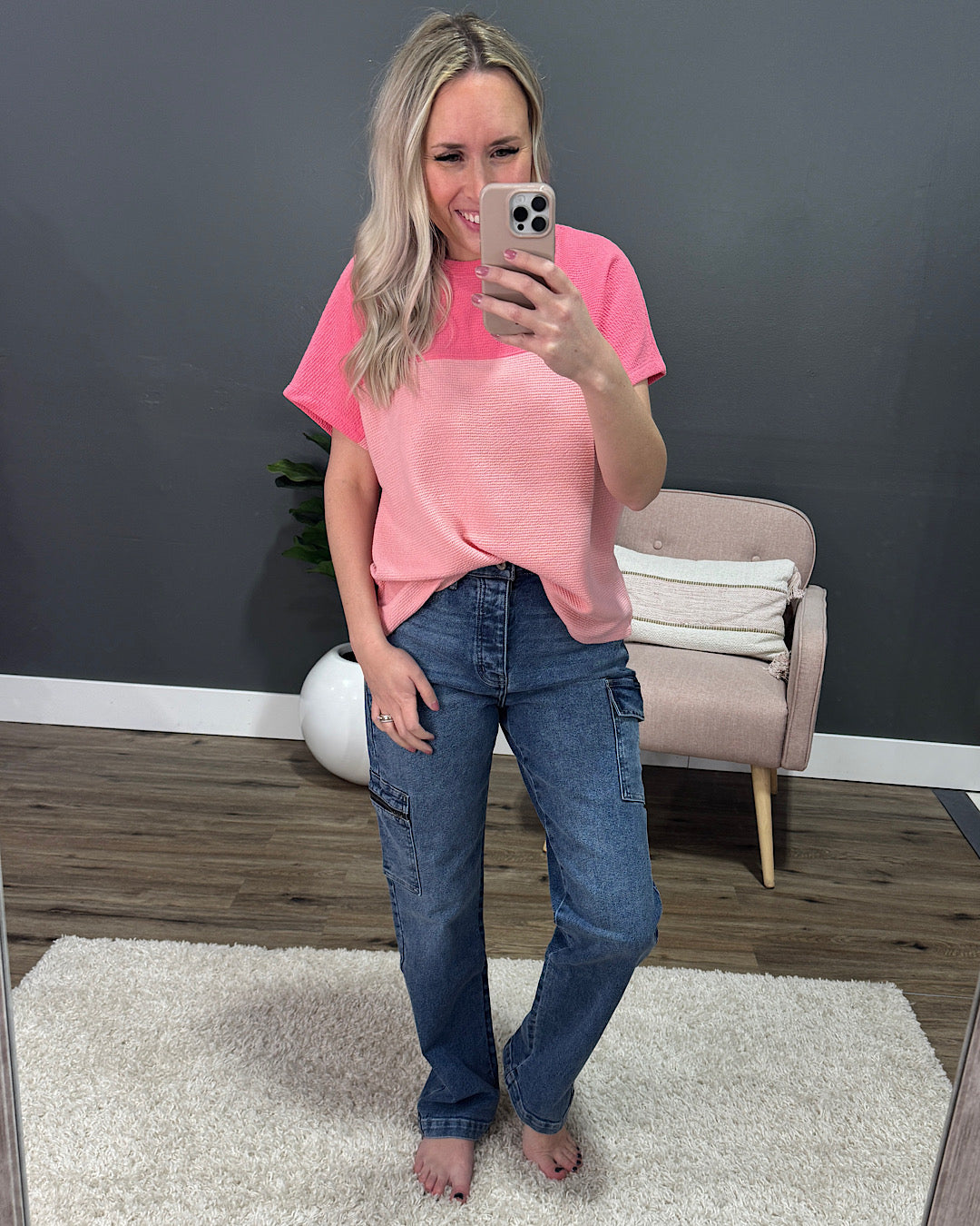 Karina Color Block Cloud Knit Top - Blossom & Pink Berry Tres Bien