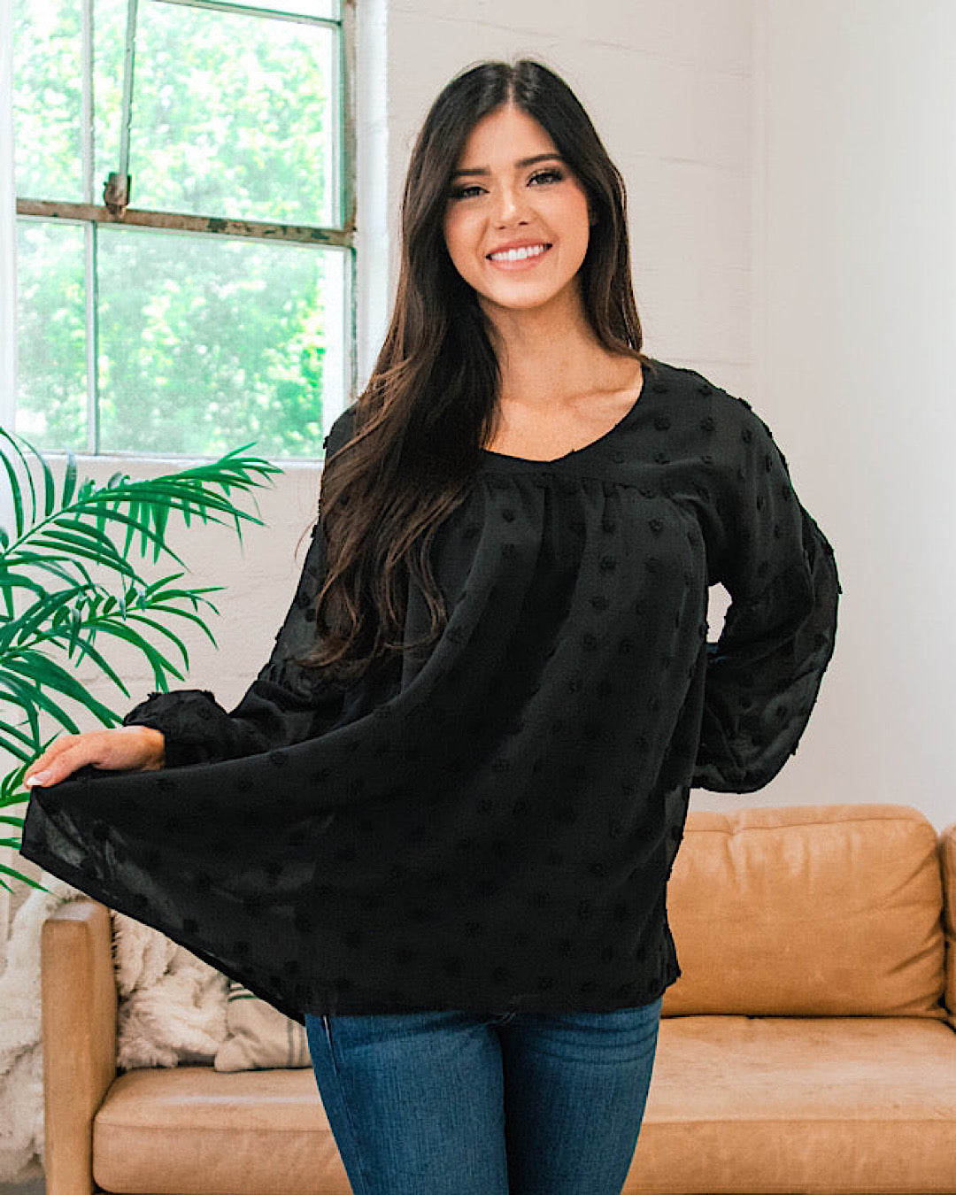 Penny Pom Pom Blouse - Black FINAL SALE Lime N Chili