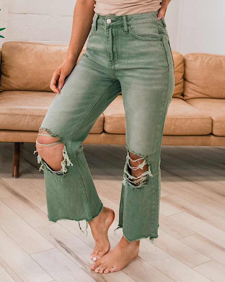 Vervet 90's Crop Flare Jeans - Color Options Available! Arrow Twenty Two Army Green