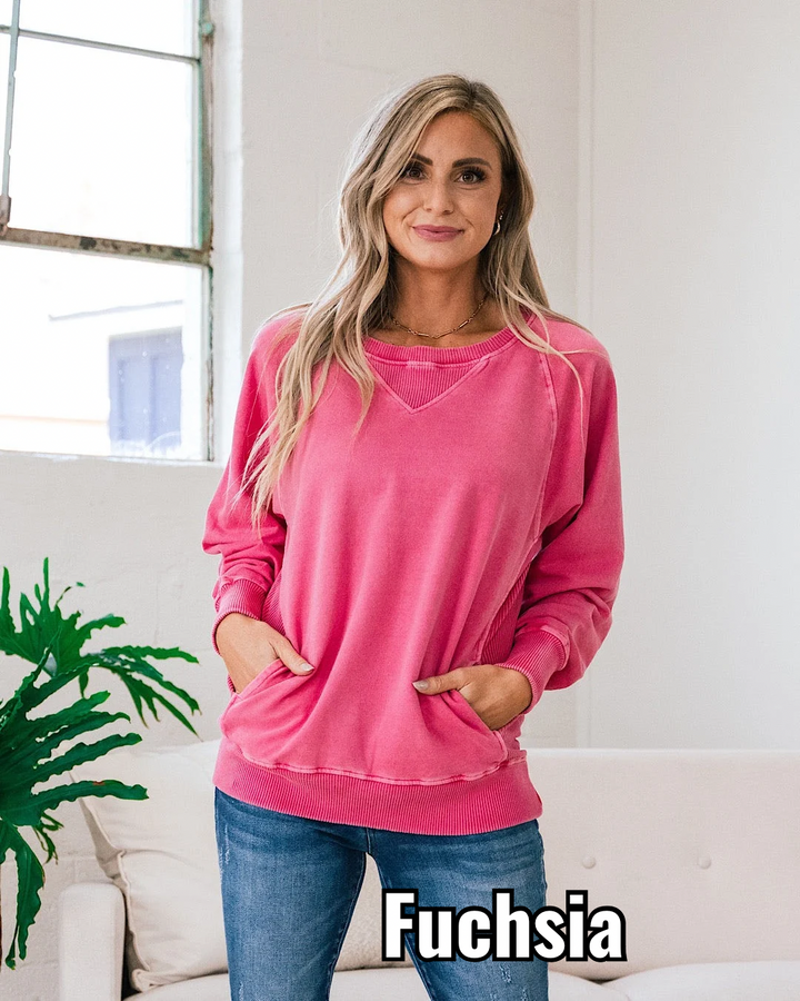 Girlfriend Crewneck Sweatshirt - Fuchsia Zenana Small