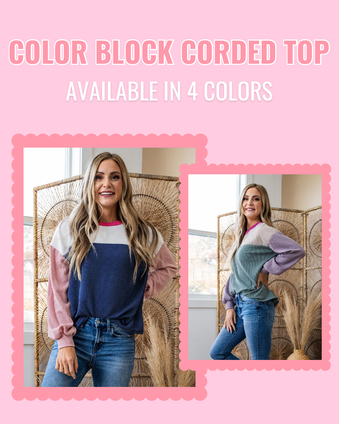 Tessa Color Block Corded Tops - Color Options Available! Lovely Melody