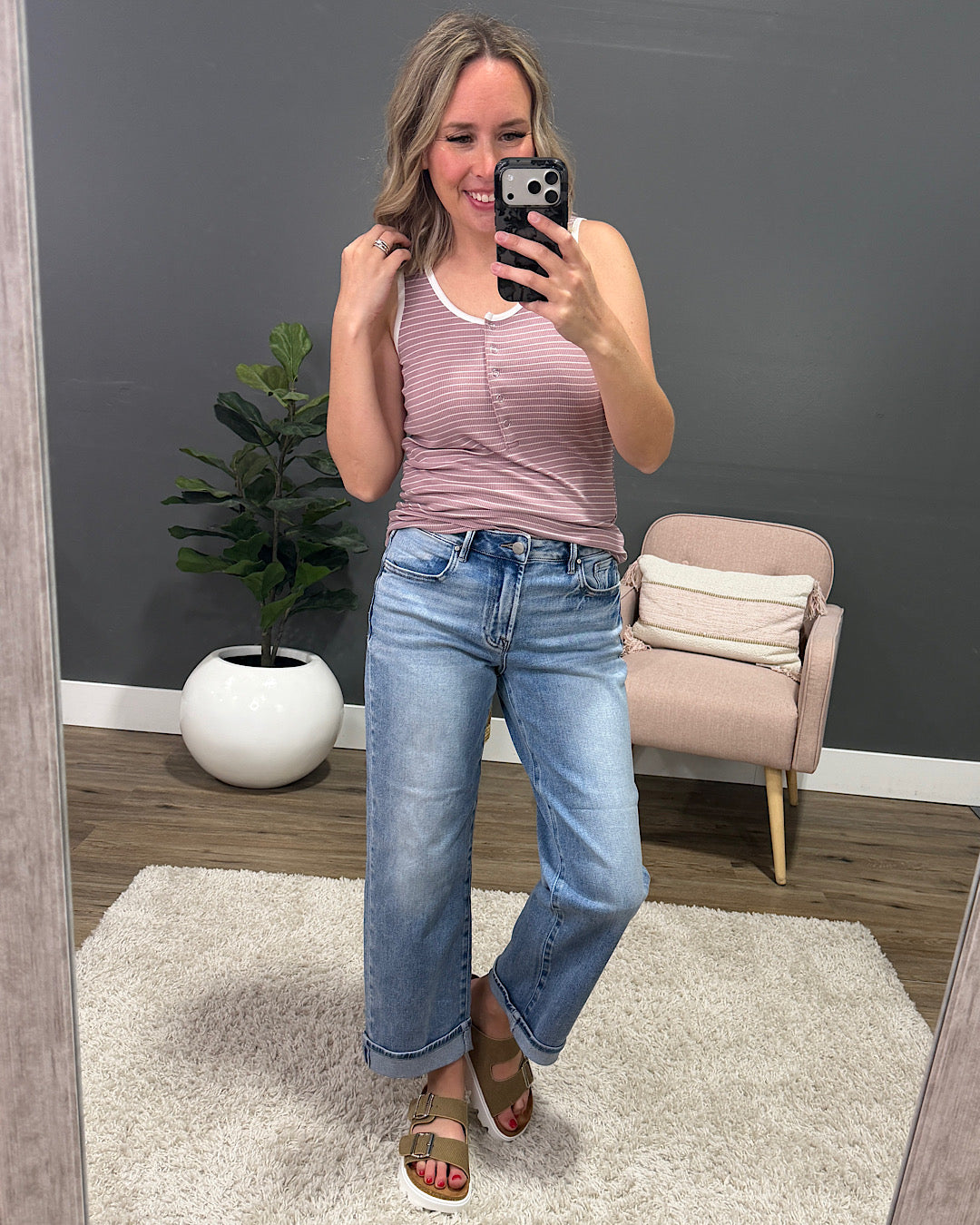 NEW! Shiloh Snap Button Tank - Dusty Rose