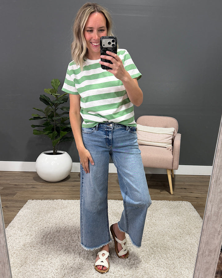 NEW! Briana Striped Knit Top - Green & White