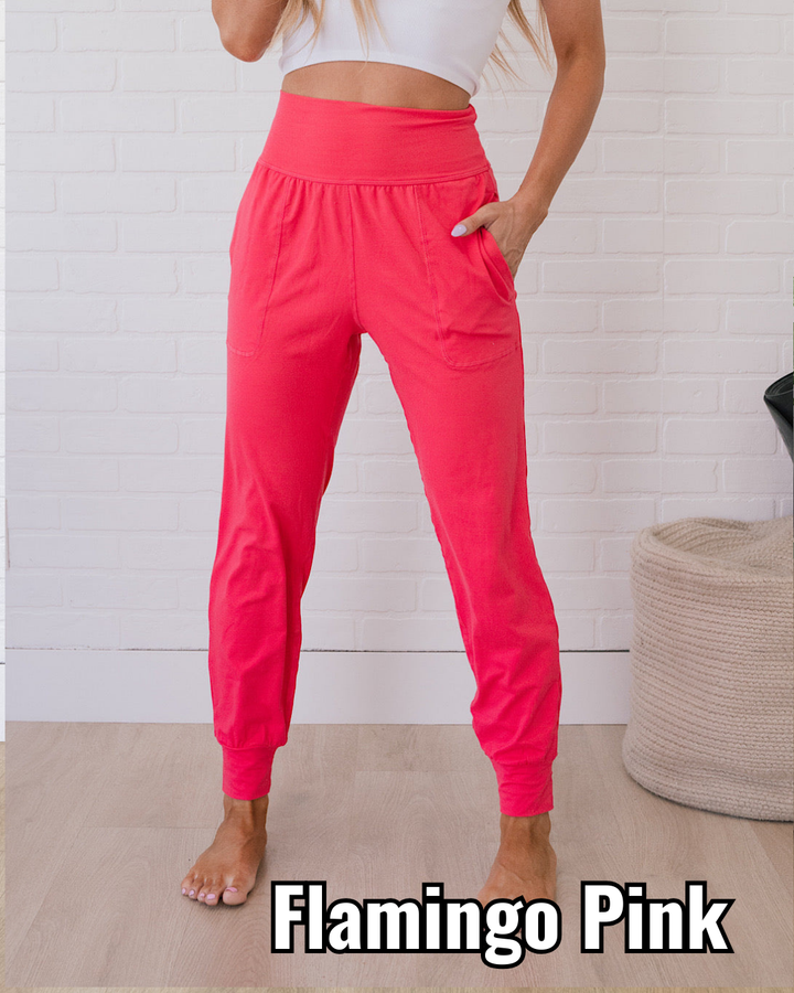 Yoga Joggers - Flamingo Pink Rae Mode Small