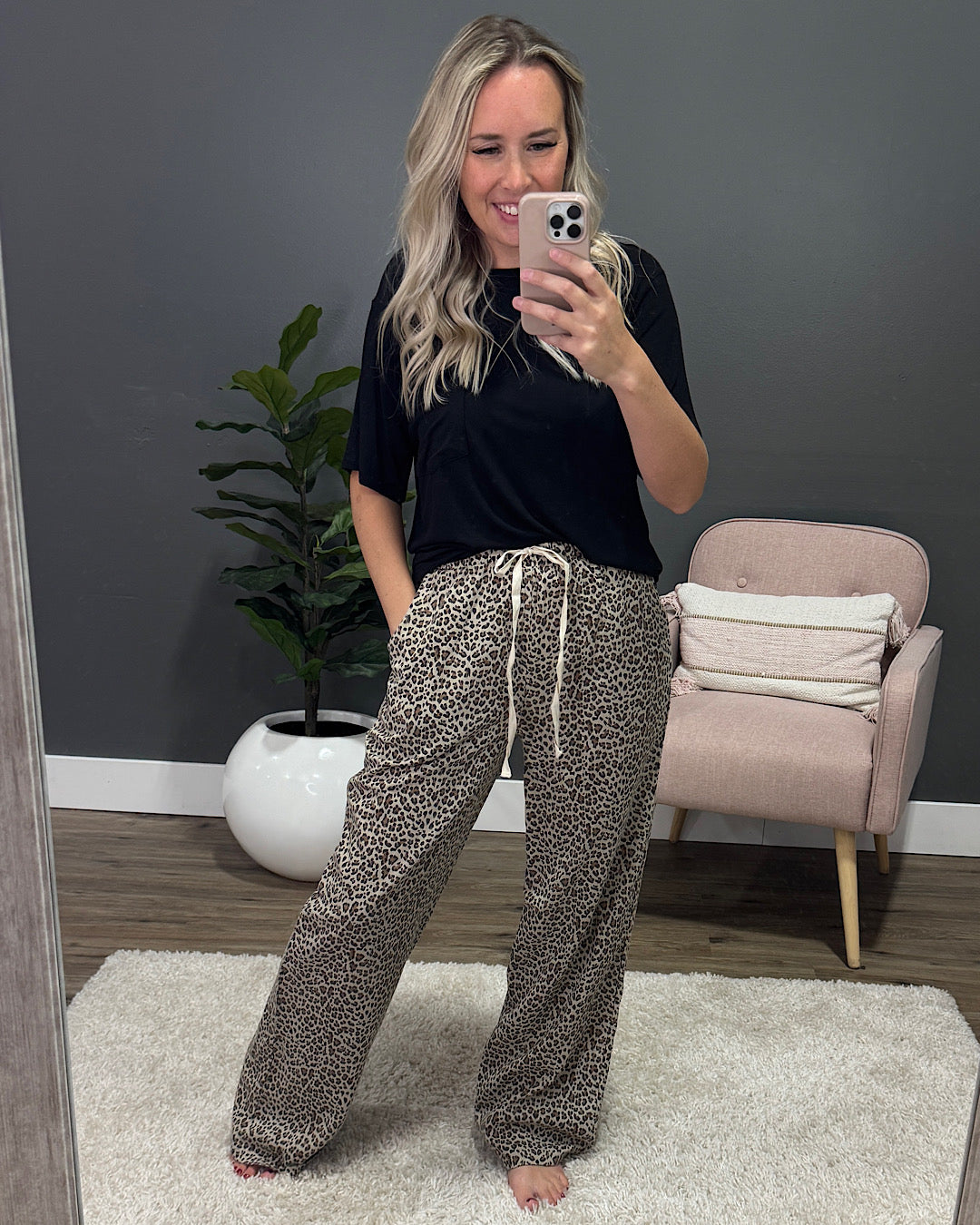 NEW! Corrine Leopard Wide Leg Linen Pants Very J