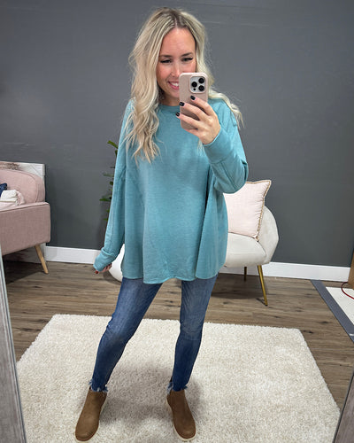 NEW! Adalyn Oversized Cozy Long Sleeve Top - Jade  Sew In Love   