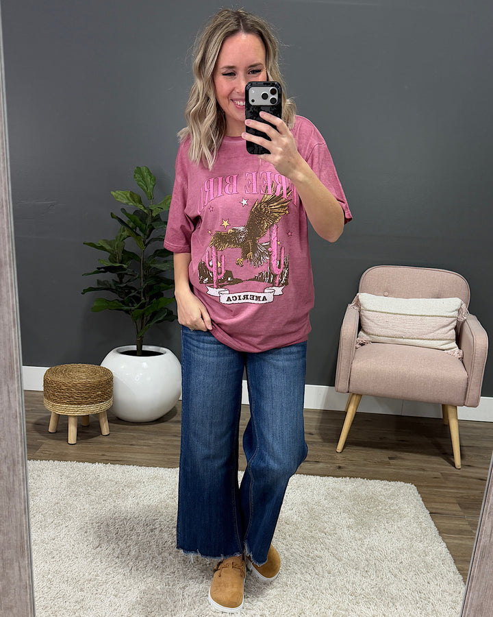 NEW! Free Bird Plum Mineral Wash Tee Zutter