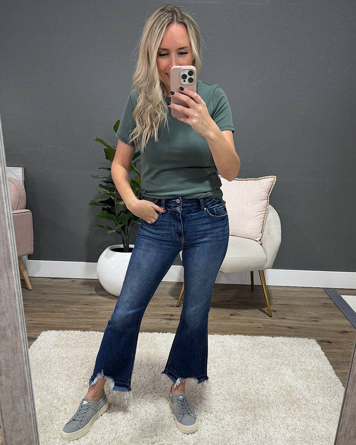 KanCan Lilian Distressed Cropped Flare Jeans KanCan