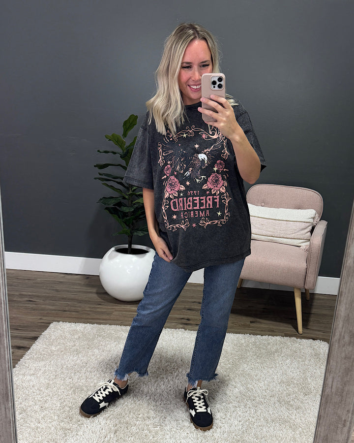 NEW! Free Bird America 1776 Black Mineral Wash Tee Zutter