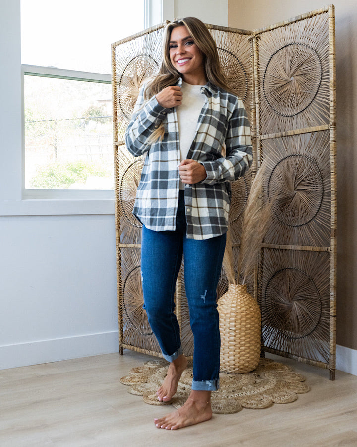 NEW! Lilou Olive Plaid Flannel Top