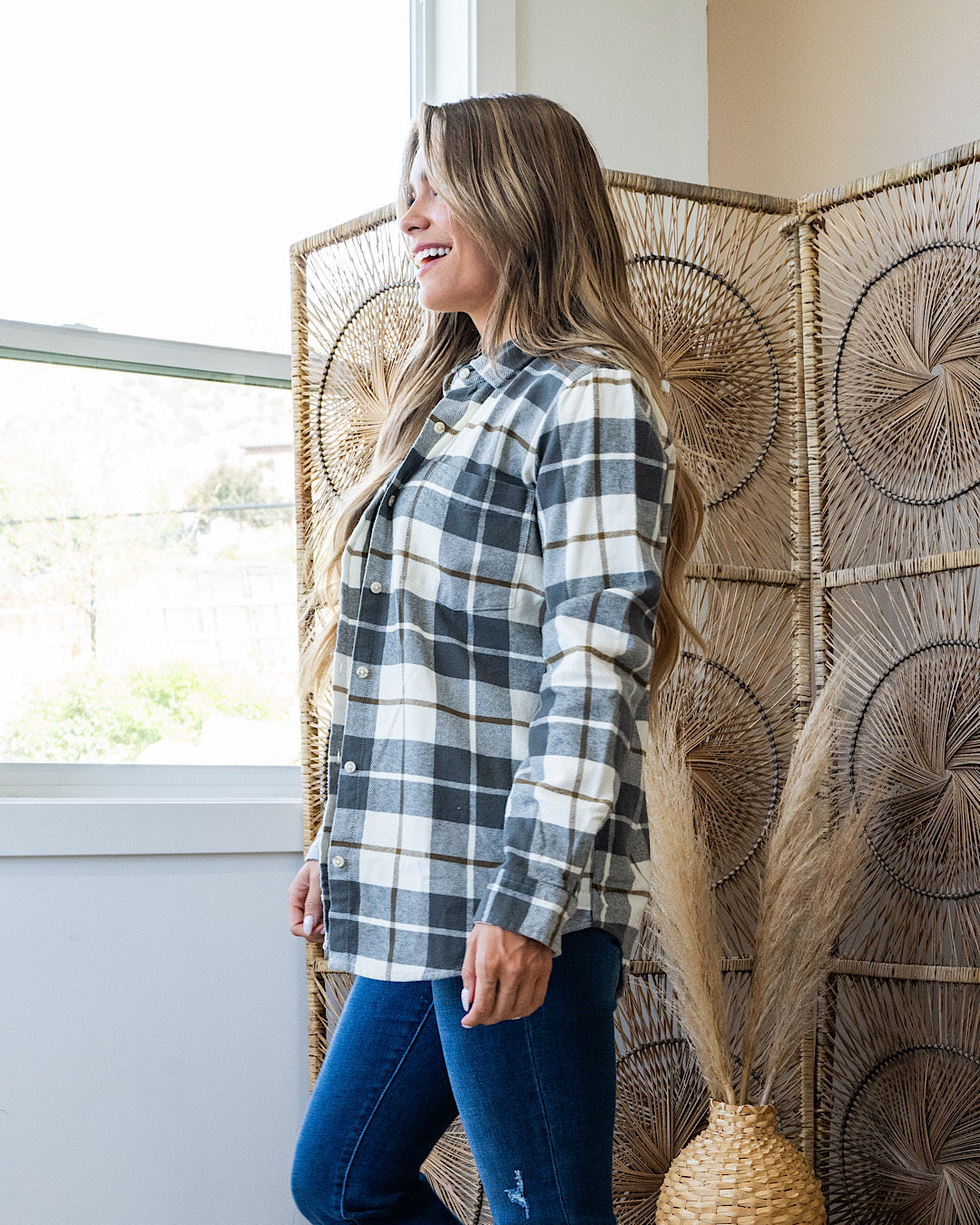 NEW! Lilou Olive Plaid Flannel Top