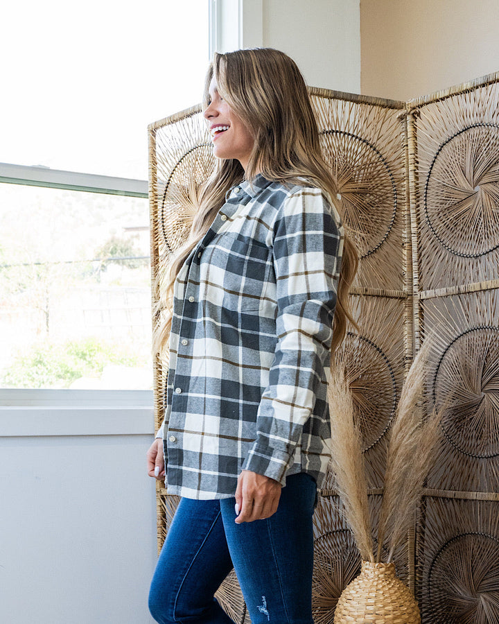 NEW! Lilou Olive Plaid Flannel Top