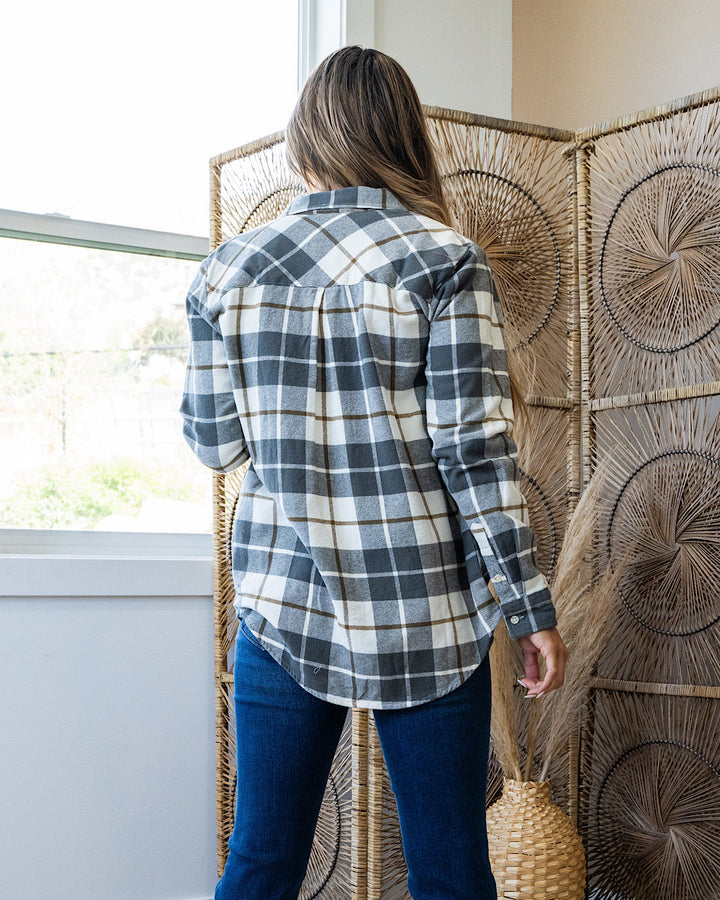 NEW! Lilou Olive Plaid Flannel Top