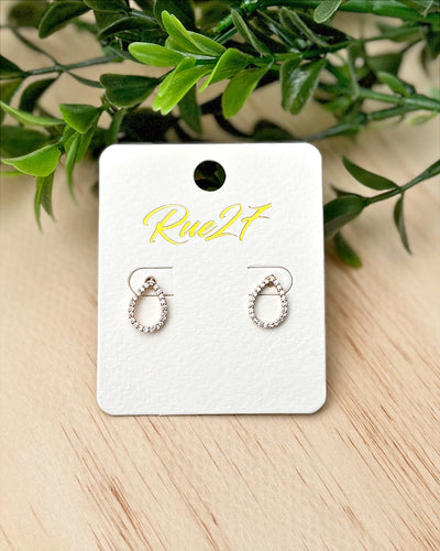 NEW! Rhinestone Teardrop Stud Earrings - Gold  Trendy Wholesale   