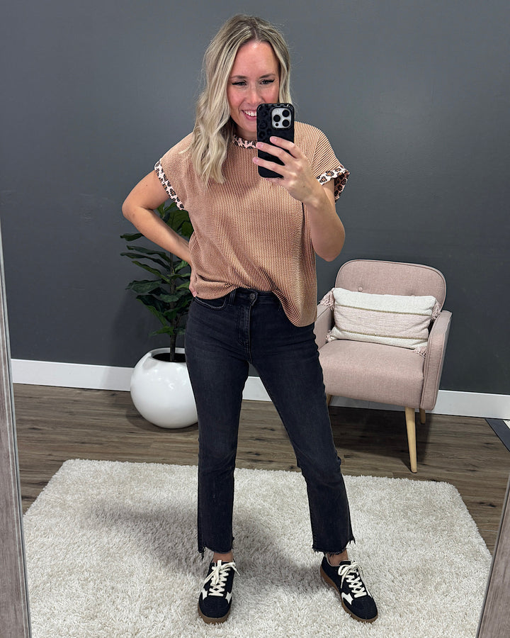 NEW! Vervet Think About It Fray Hem Crop Flare Jeans - Faded Black