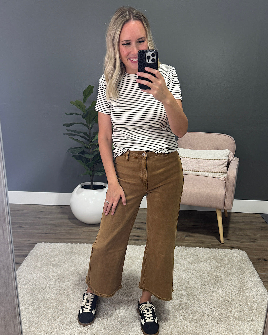 NEW! Mae Wide Leg Cropped Jeans - Deep Camel Zenana
