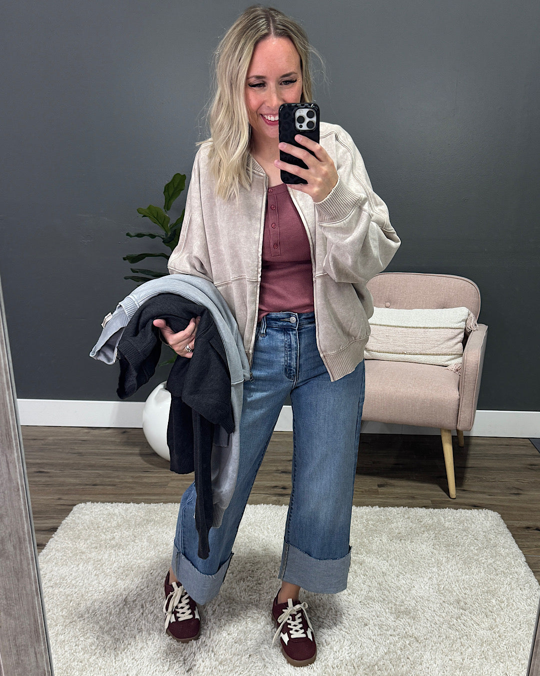 NEW! The Go-To Oversized Mineral Wash Fleece Jacket - Black Zenana