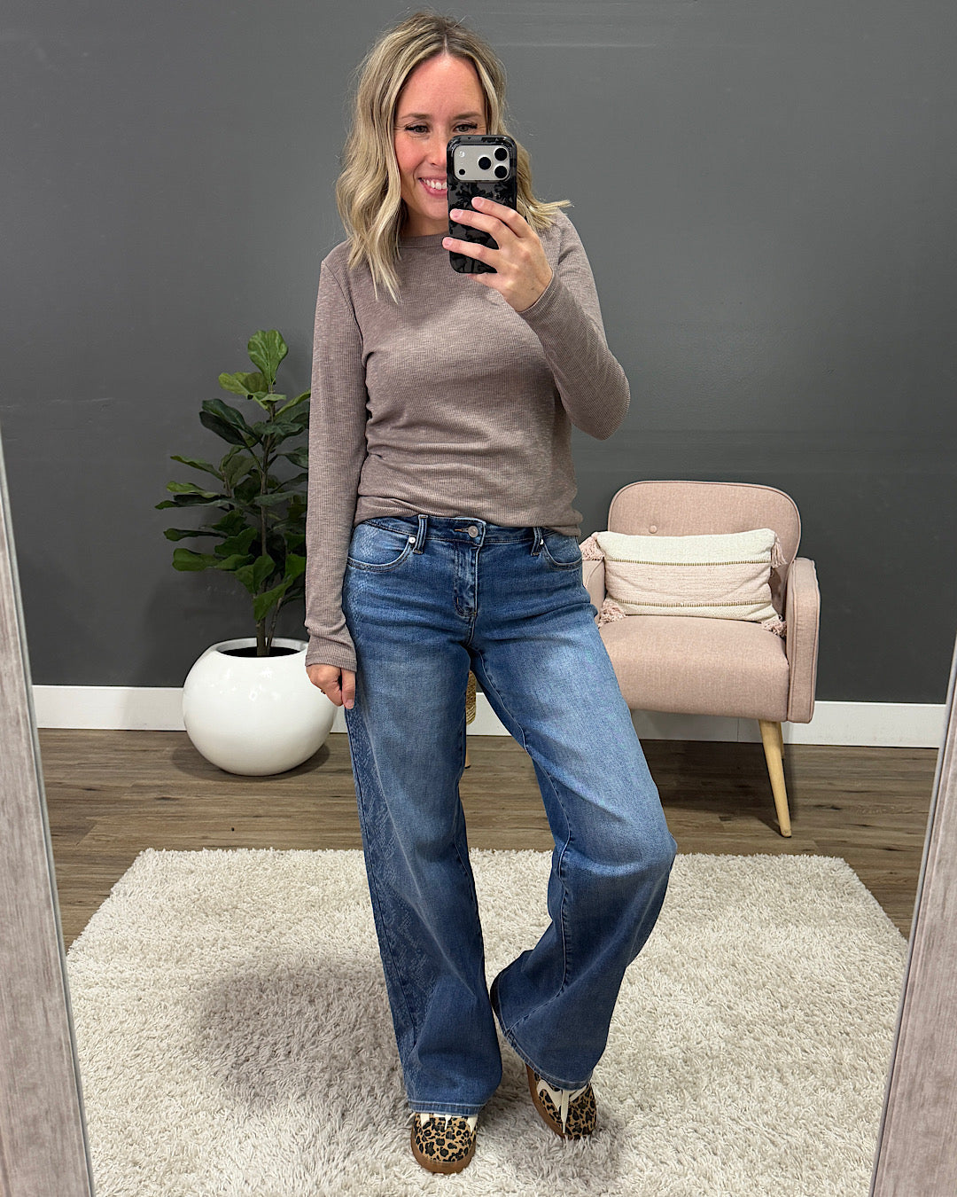 NEW! Gwen Slubbed Micro Ribbed Top - Mocha