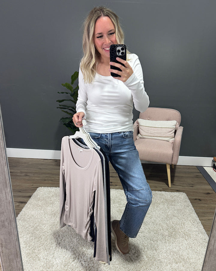 NEW! Estelle Ribbed Scoop Neck Top - Taupe PS Kate