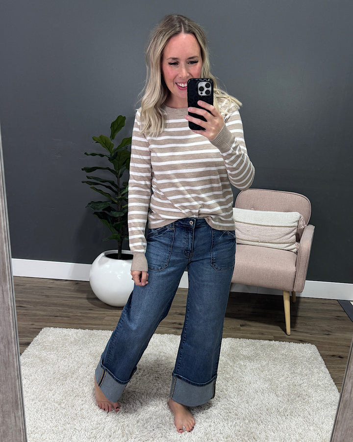 NEW! Maren Striped Sweater - Oatmeal & Ivory PS Kate