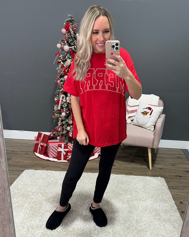 Merry Oversized Tee - Red FINAL SALE Tres Bien