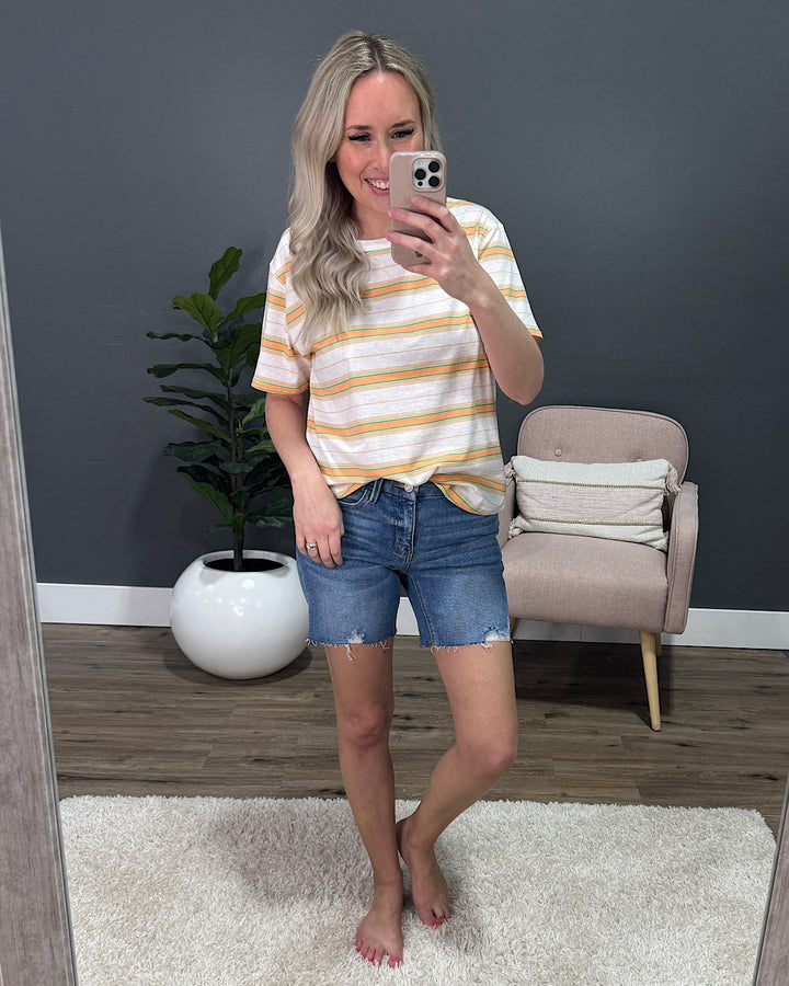 Kelsey Striped Short Sleeve Top - Citrus Wishlist