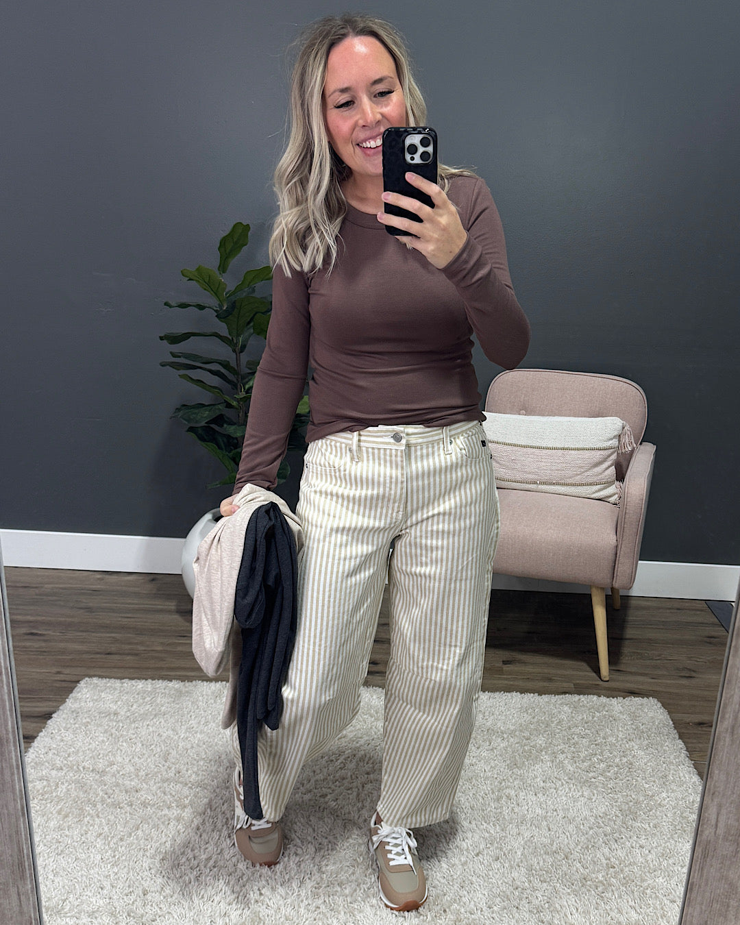 NEW! Elle Long Sleeve Knit Top - Brown Be Cool