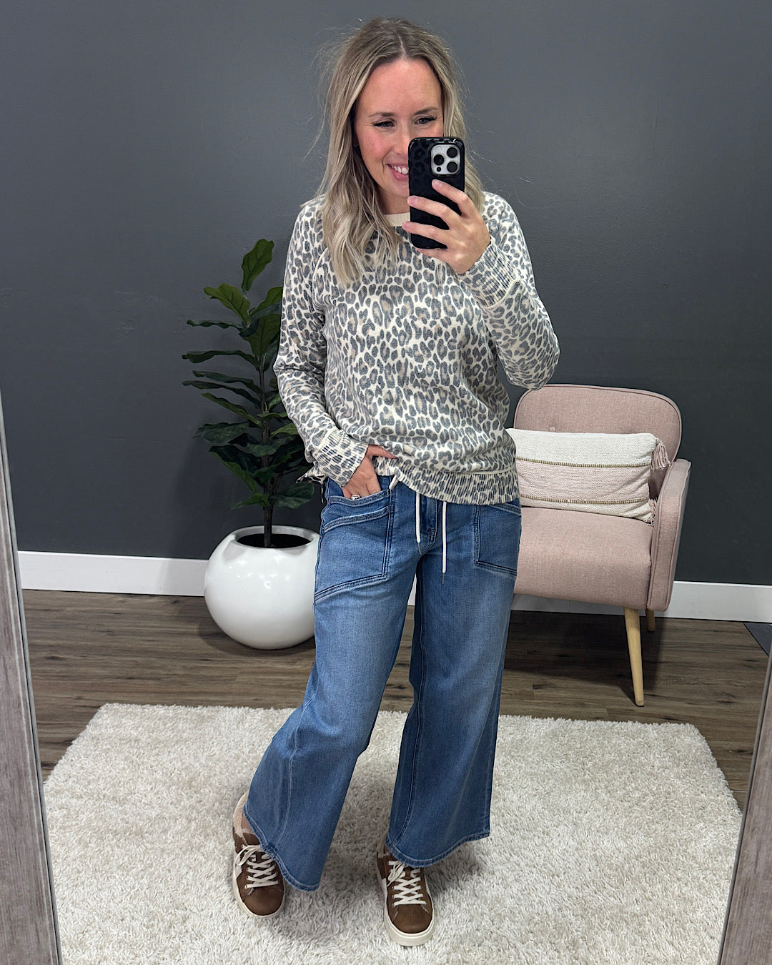 NEW! Inside Out Leopard Print Sweater Staccato