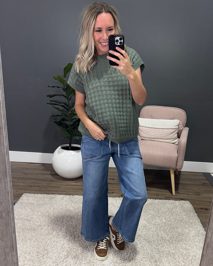 NEW! Kelly Textured Short Sleeve Sweater - Sage Michelle Mae