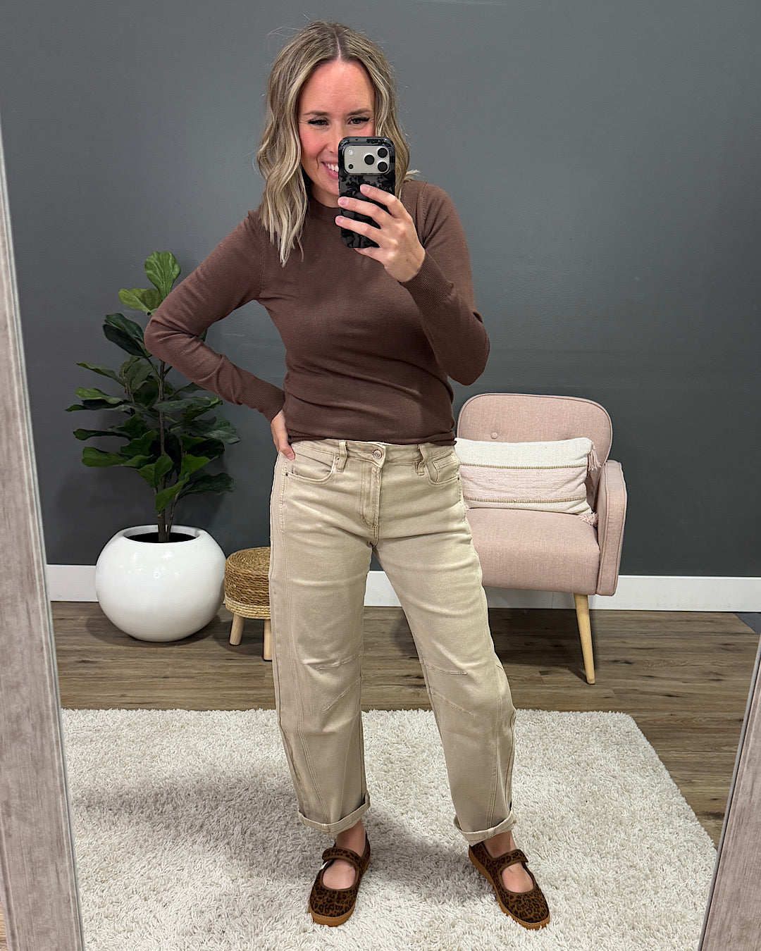 NEW! Alexandra Non Distressed Barrel Jeans - Ash Mocha Zenana