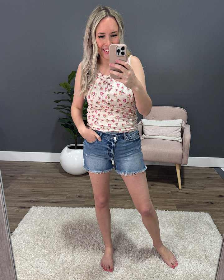 KanCan Londyn Crossover Waist Jean Shorts KanCan