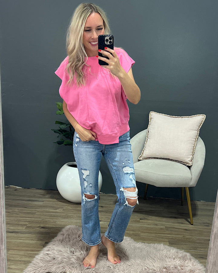 Adelle Short Sleeve Sweatshirt - Pink FINAL SALE  Ces Femme   