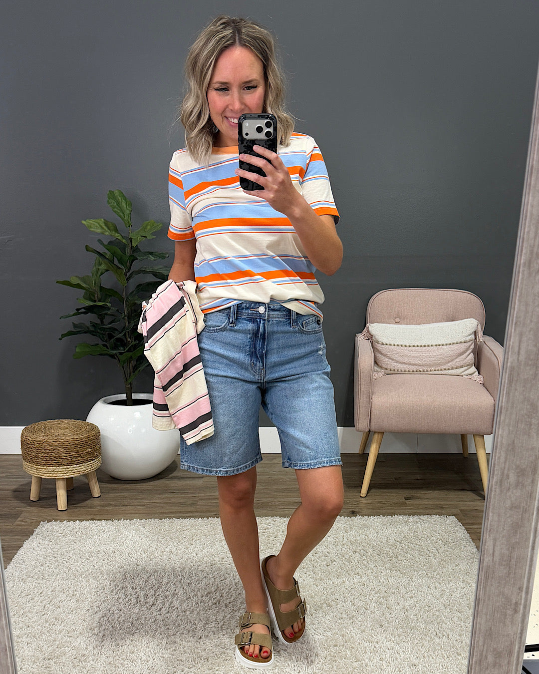 NEW! Anna Multi Stripe Top - Pink Staccato