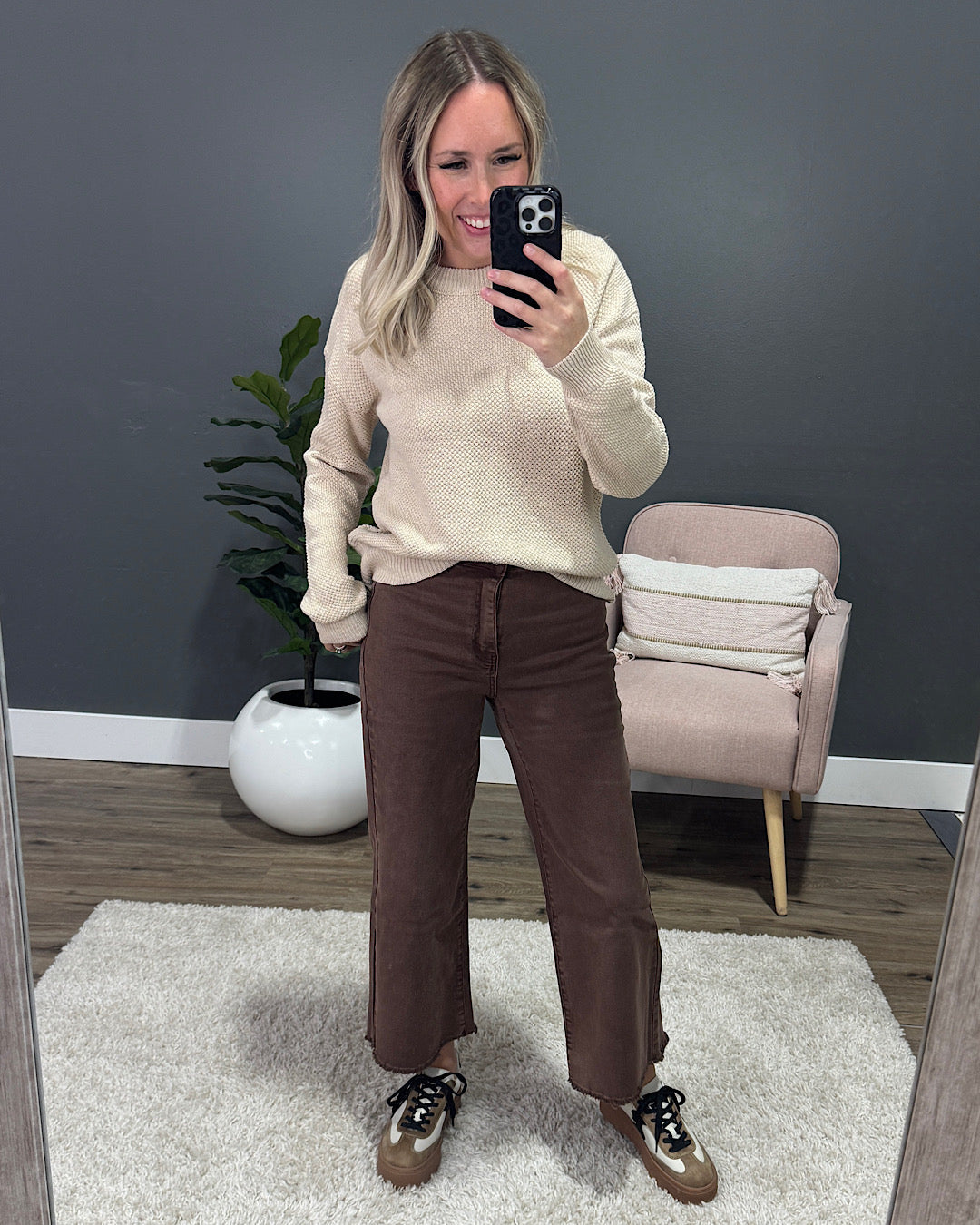 NEW! Mae Wide Leg Cropped Jeans - Mahogany