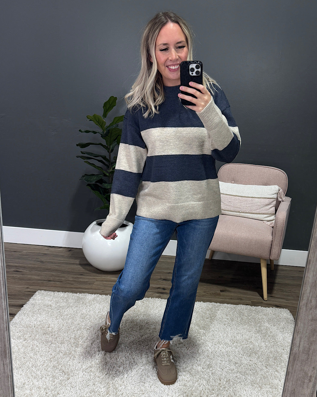 NEW! Penelope Striped Sweater - Denim
