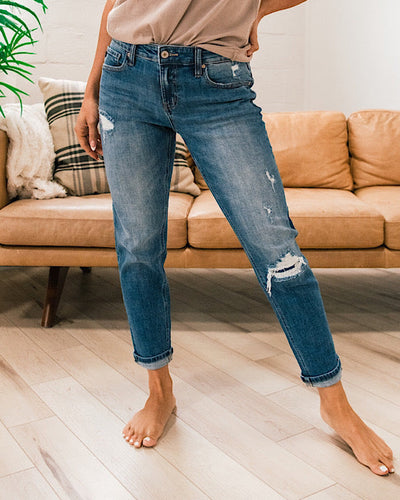 KanCan Haven Patched Boyfriend Jeans - Regular and Plus KanCan