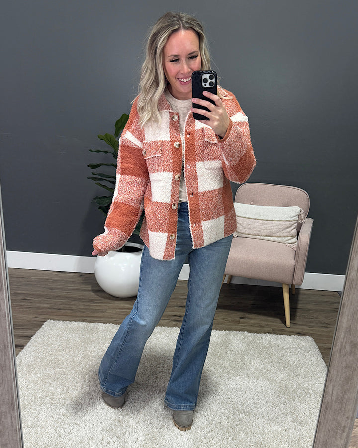 Fall Dreams Plaid Blanket Shacket - Rust