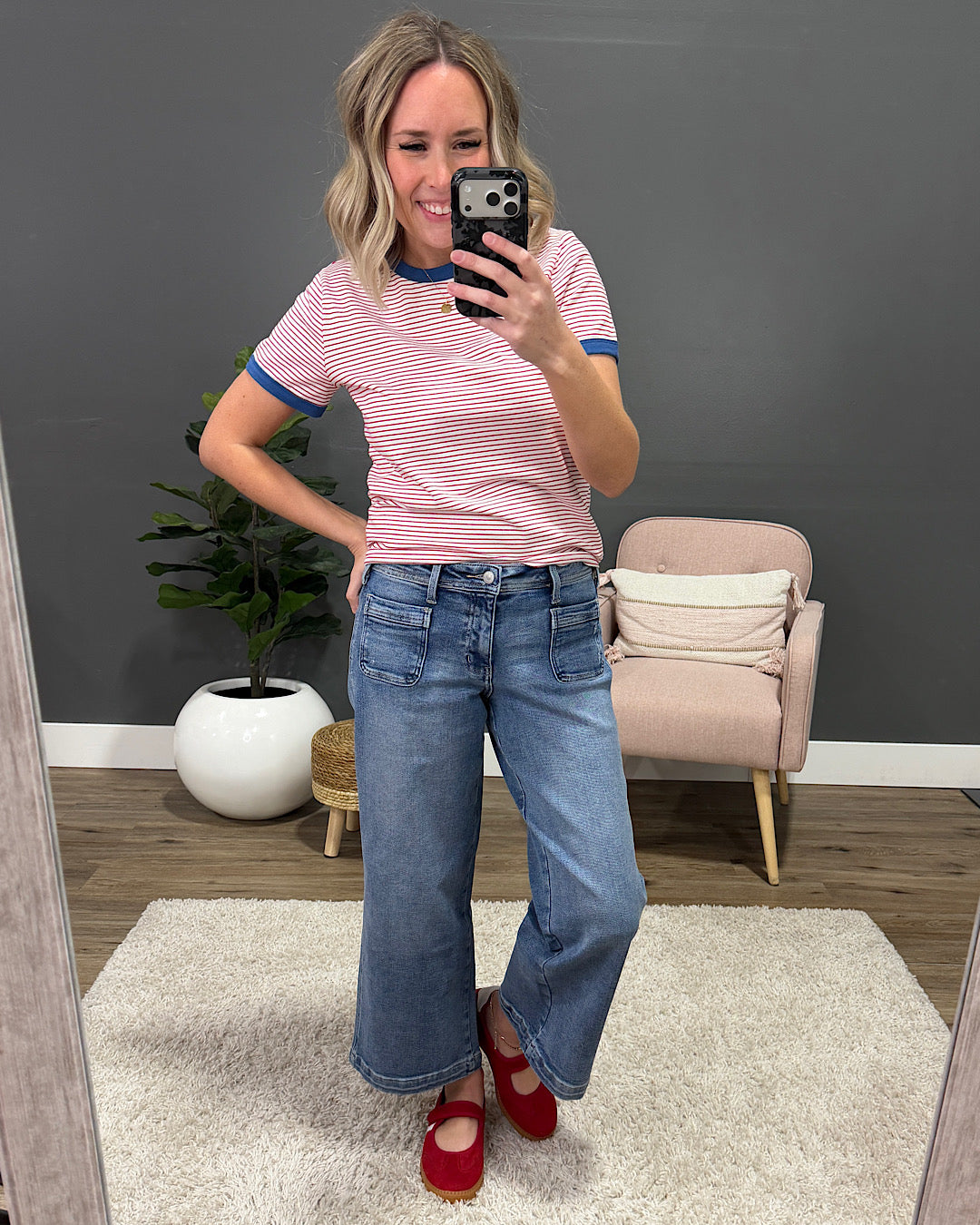 NEW! Alexis Striped Knit Top - White & Red Wishlist