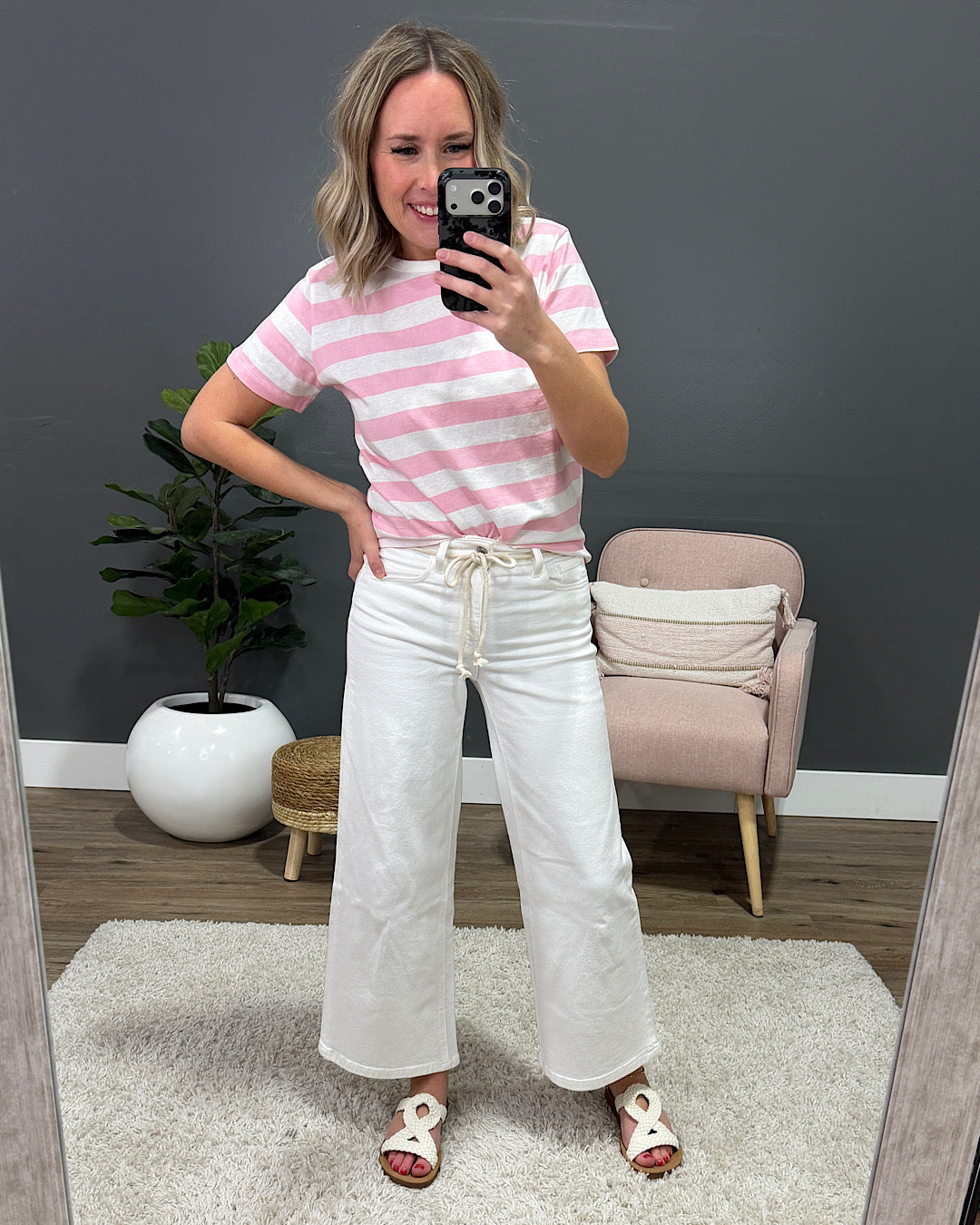 Vervet Say Something Cropped Wide Leg Jeans - White Vervet
