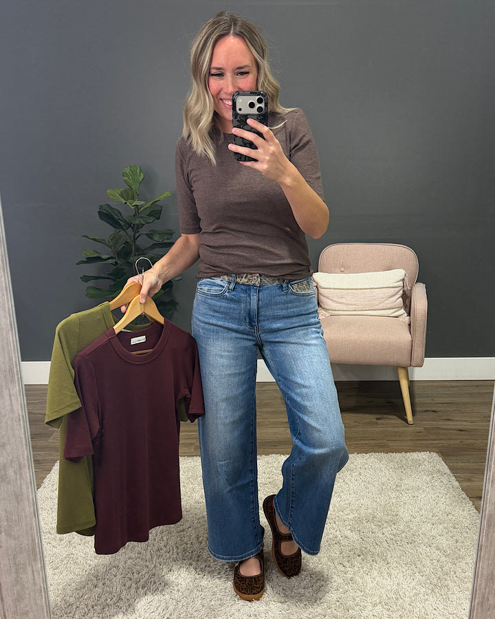 NEW! Lola Half Sleeve Knit Top - Wine